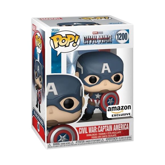 Funko Pop Marvel Civil War Captain America Amazon Exclusive Bobblehead 1200